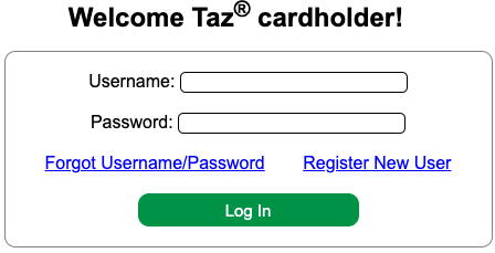 Taz Credit Card Login page-2