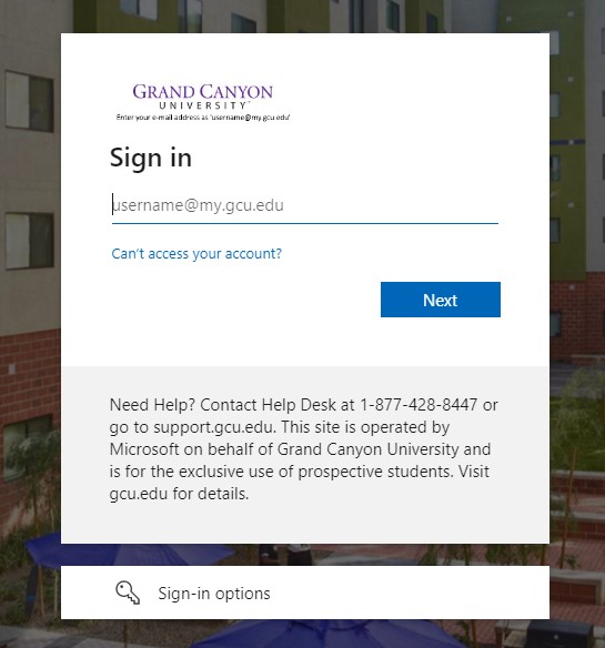 GCU Student Portal login
